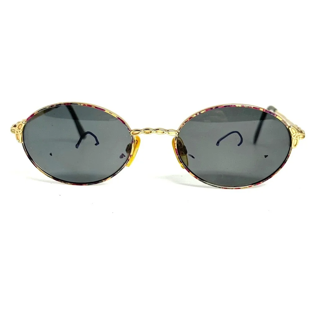 Yves Saint Laurent Vintage Oval Sunglasses Gold Red Tortoise 4079 Y289 Italy